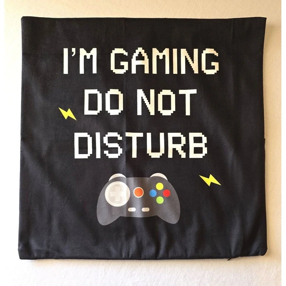 Do Not Disturb Video Gaming Pillow Case Cover Zipper Remote/Controller Pockets